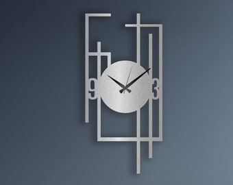 Gray Rectangle Metal Wall Clock, Extra Large Wall Clock, Rectangle Wall Clock, Minimalist Wall Clock, Wall Clock Unique, Clock Clock