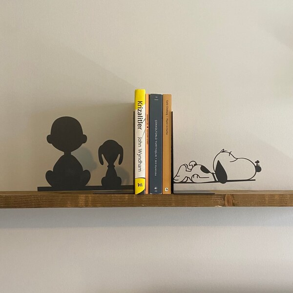 Snoopy Metal Bookends, Metal Bookends, Book Accessories, Gift for Book Lovers, Housewarming, Book Shelf, Christmas Gift, Book Holder