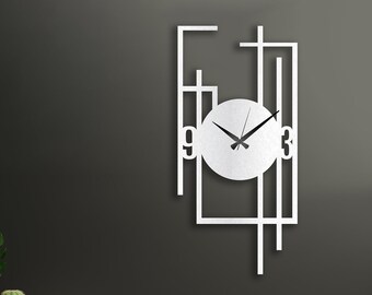 White Rectangle Metal Wall Clock, Extra Large Wall Clock, Rectangle Wall Clock, Minimalist Wall Clock, Wall Clock Unique, Clock Clock