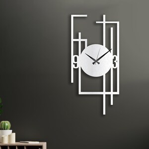 White Rectangle Metal Wall Clock, Extra Large Wall Clock, Rectangle Wall Clock, Minimalist Wall Clock, Wall Clock Unique, Clock Clock