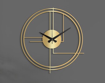 Horloge murale linéaire minimaliste, grande horloge murale unique, horloges murales surdimensionnées pour mur, oeuvre d'art murale en métal extra large, cadeau pour le bureau, art déco