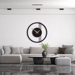 Horloge murale en métal surdimensionnée, horloge murale en métal doré, horloge murale minimaliste, horloge murale colorée, horloge murale de cuisine, horloge murale de 39 pouces, art déco image 5