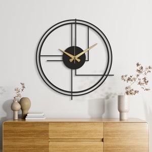 Horloge murale linéaire minimaliste, grande horloge murale unique, horloges murales surdimensionnées pour mur, oeuvre d'art murale en métal extra large, cadeau pour le bureau, art déco image 10