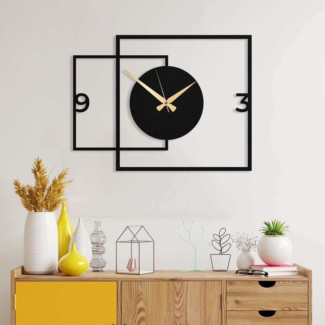 Unique Square Metal Wall Clock, Extra Large Wall Clock, Rectangle Wall