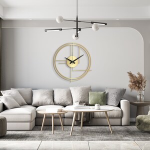 Horloge murale linéaire minimaliste, grande horloge murale unique, horloges murales surdimensionnées pour mur, oeuvre d'art murale en métal extra large, cadeau pour le bureau, art déco image 4