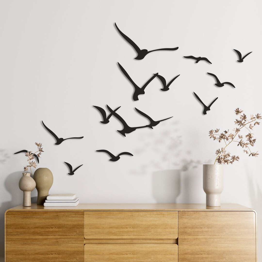 Flock of Birds Metal Wall Art, Cute Birds Wall Art, Kitchen Wall Art ...