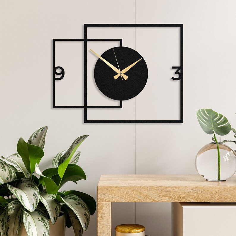 Unique Square Metal Wall Clock, Extra Large Wall Clock, Rectangle Wall
