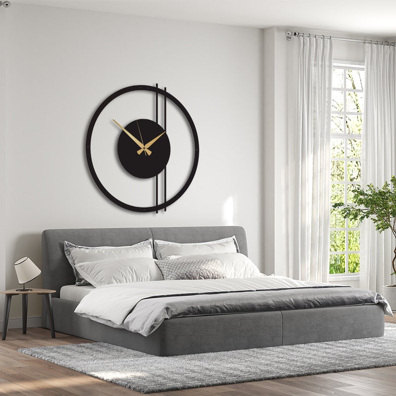 Horloge murale en métal surdimensionnée, horloge murale en métal doré, horloge murale minimaliste, horloge murale colorée, horloge murale de cuisine, horloge murale de 39 pouces, art déco image 4