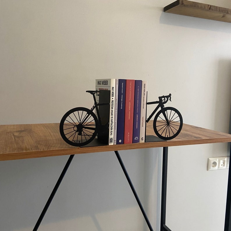 Bicycle Metal Bookends, Bookend For Booklovers, Metal Book Accessories, Bicycle Book Holder, Bookends For Bikers, Housewarming, Christmas image 8