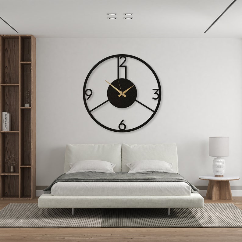 Horloge murale moderne en métal avec chiffres, horloge murale en métal doré, cadeau de pendaison de crémaillère, horloge murale, horloge murale colorée, horloge murale de cuisine image 5