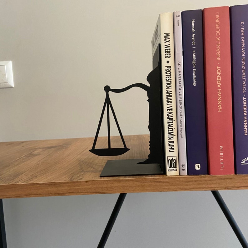 Scale of Justice Metal Bookends, Justice Bookends, Book Holder, Gift for Lawyers, Book Accessories, Christmas Gift, Housewarming, Book Ends zdjęcie 8