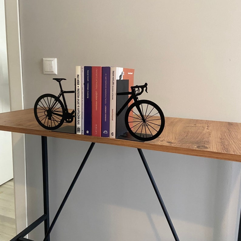 Bicycle Metal Bookends, Bookend For Booklovers, Metal Book Accessories, Bicycle Book Holder, Bookends For Bikers, Housewarming, Christmas image 9