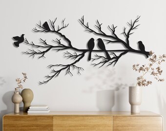 Birds on Branch Metal Wall Art, Nature Metal Wall Art, Birds Metal Wall Art, Wall Hangings, Cute Wall Art, Wall Hangings, Housewarming Gift