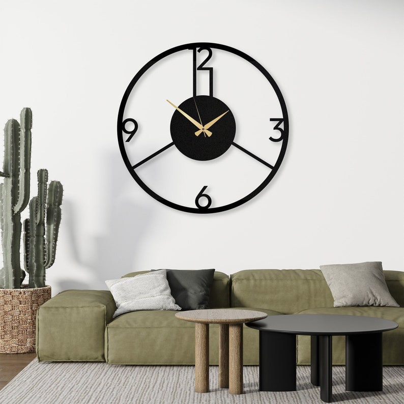 Horloge murale moderne en métal avec chiffres, horloge murale en métal doré, cadeau de pendaison de crémaillère, horloge murale, horloge murale colorée, horloge murale de cuisine image 2