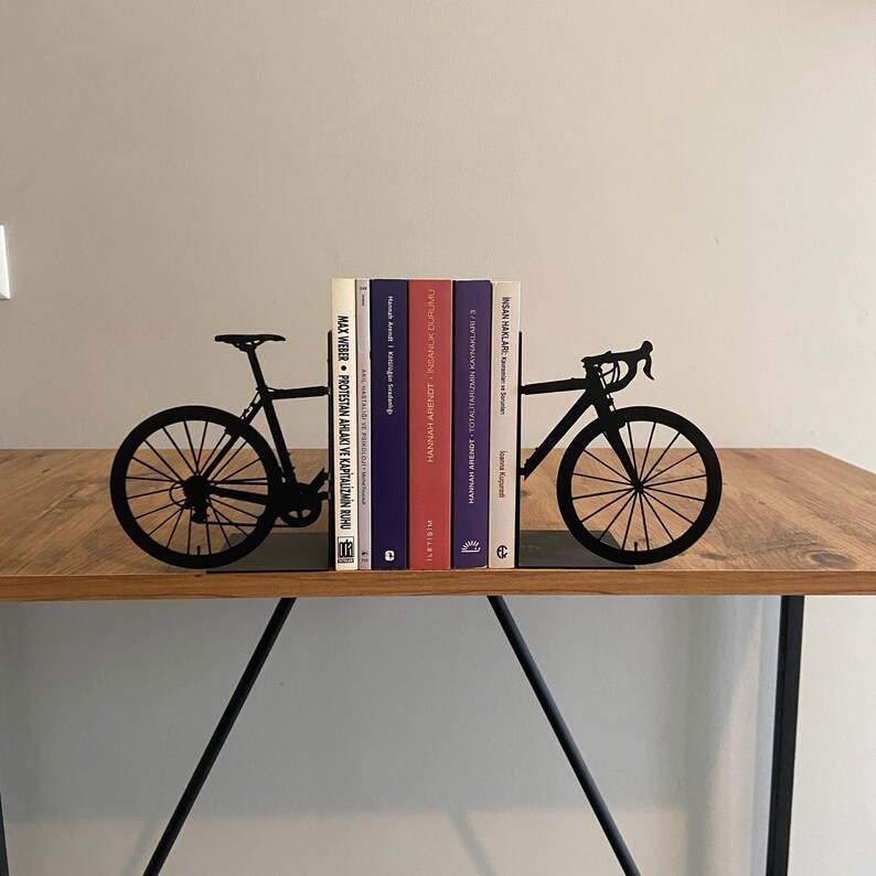 Bicycle Metal Bookends, Bookend For Booklovers, Metal Book Accessories, Bicycle Book Holder, Bookends For Bikers, Housewarming, Christmas image 1