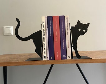 Cat Metal Bookends, Cute Cat Metal Bookends, Cat Bookends, Bookends for Booklovers, Book Holder, Gift for Christmas, Book End, Book Ends