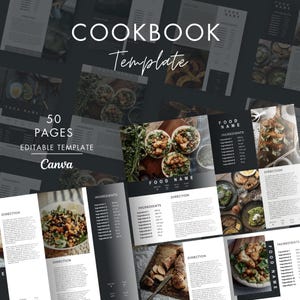 Editable Recipe Book Design | Canva Template | Kitchen Organization | DIY Cookbook | Digital Download