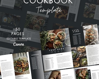 Editable Recipe Book Design | Canva Template | Kitchen Organization | DIY Cookbook | Digital Download