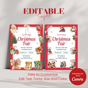 Christmas Party Invitation Kids Holiday Santa Hat Oh What Fun Invite Christmas Birthday, Template Canva, Editable Invitation