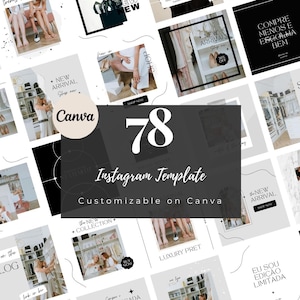 78 Black Instagram Templates | Black and White Social Media Templates | Minimal Canva Templates | Grey Instagram Engagement Templates