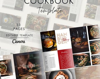 Modèle de livre de recettes | Modèle Canva | Modèle de livre de cuisine | Modèle de recette | Modèle d'ebook | Ebook de recettes à imprimer