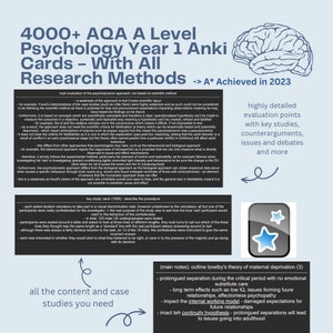 AQA A-niveau psychologie Anki Flashcards (alleen jaar 1) - van een A* student