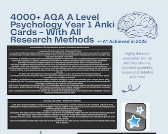 AQA A Level Psychology Anki Lernkarten (nur Jahr 1) - Von einem A * Schüler