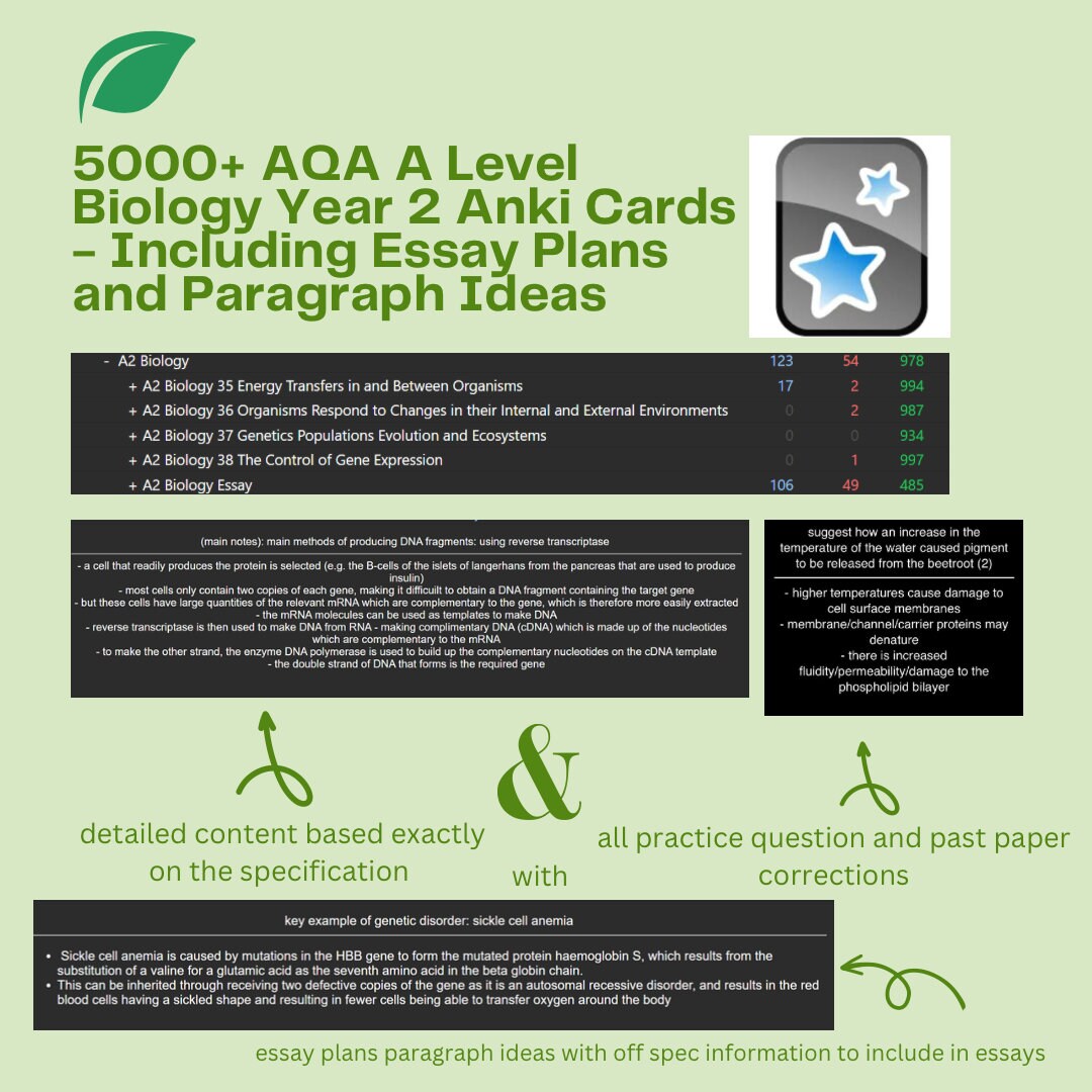 5000 Anki Flashcards for Year 2 A Level Biology AQA Etsy