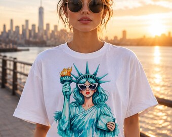 Statue de la Liberté du 4 juillet PNG | Design de t-shirt États-Unis patriotique | Graphique en sublimation du jour de l'indépendance | Utilisation commerciale