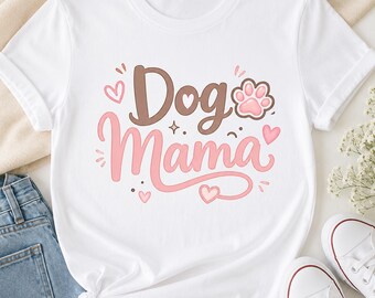 Dog Mama PNG, conception de chemise de maman chien mignon, sublimation d'impression de patte rose, graphique girly d'amant d'animal de compagnie, téléchargement de PNG de maman de chien de coquette