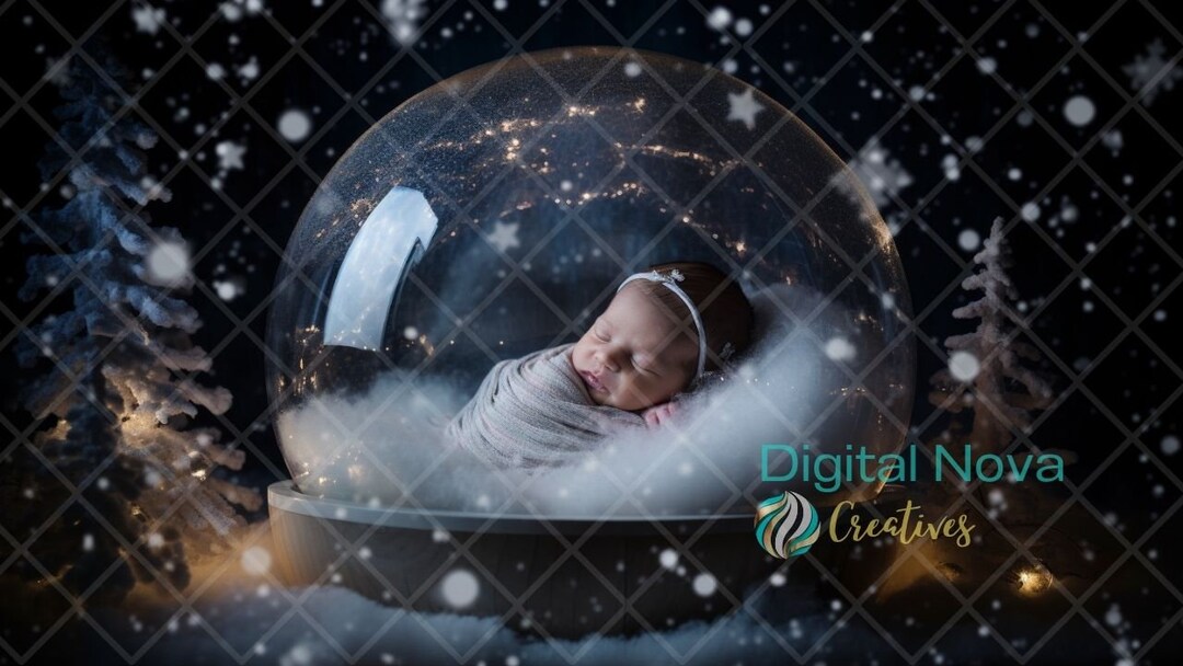 Digital Newborn Photography Insert Face Newborn in Snow Globe Etsy UK