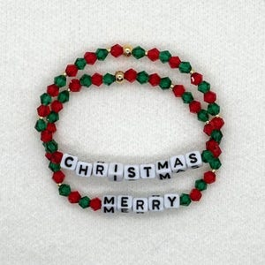Holiday Beaded Bracelet, Christmas Bracelet, Custom Word Bracelet, Christmas Bracelet, Seed Bead Bracelet, Holiday Bracelet,