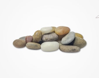 Natural Sea Pebble Bundle for Pebble Art, Home Decor - Set of 24 Sustainable Small Beach Stones, 1cm-2cm / 0.39"-0.79"