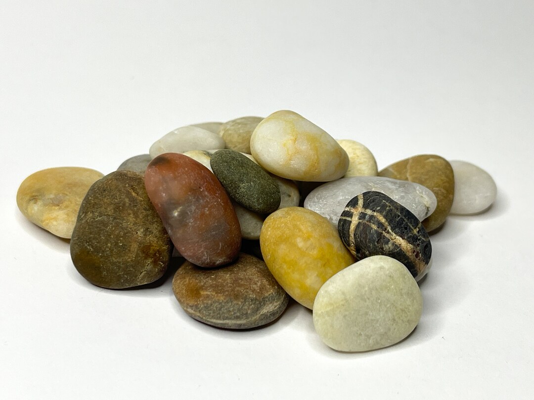 Natural Sea Pebble Bundle for Pebble Art, Home Decor Set of 24