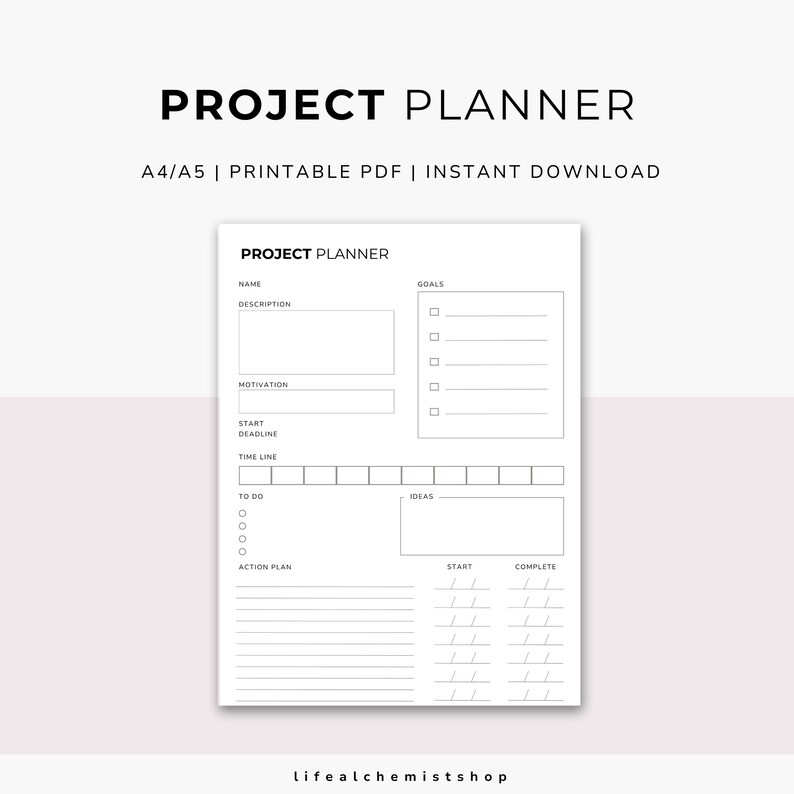 Project Planner Printable PDF A4/A5 - Etsy