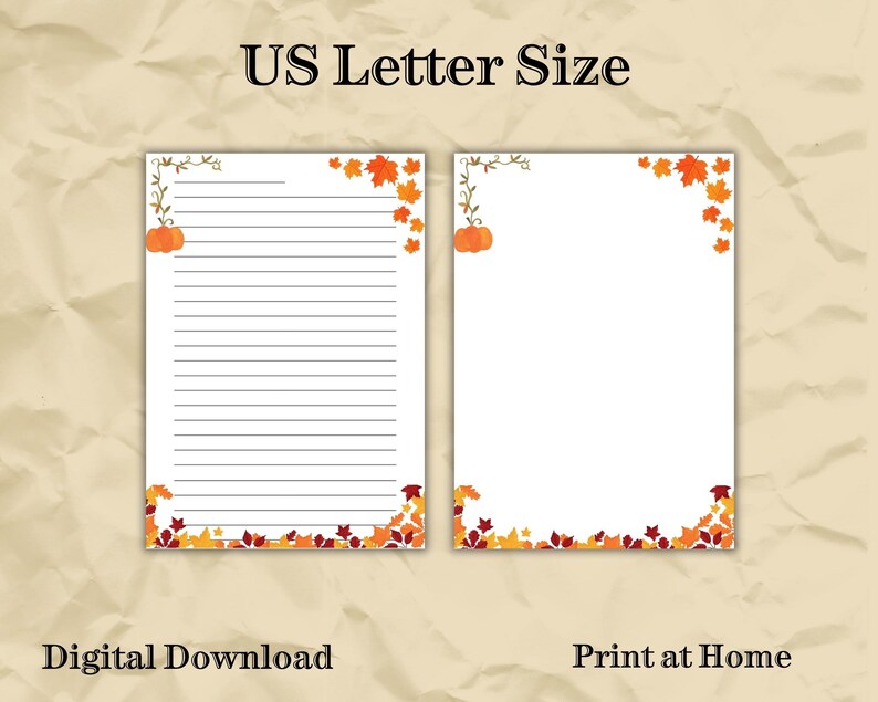 Autumn Theme Printable Letter Paper, Writing Paper, Letter Writing ...
