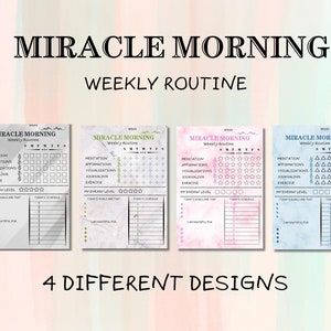 Miracle Mornings Routine, Morning Routine, Miracle Mornings Planner, Printable Weekly Tracker, Morning Routine Chart, Productivity Planner