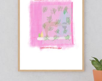 Anxiety Art Print | Rehearsing Conversations Funny Illustration | Relatable Mental Health Wall Art