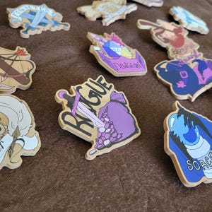 Dungeons and Dragons Class Wooden Pins