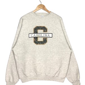 Vintage Carolina Embroidery Big Logo Sweatshirt Grey Color XLarge Size