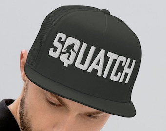 SQUATCH Trucker Cap NW Bigfoot hunter Retro Hat