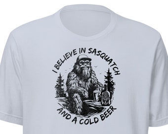 Sasquatch & Beer Organic Cotton T-Shirt – Funny Bigfoot Design