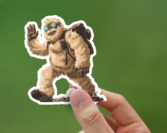 Hiking Yeti Sticker, Outdoor Adventure, Bigfoot Decal