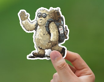Backpacking Yeti Sticker, Northwest Bigfoot Hiking Adventure Decal