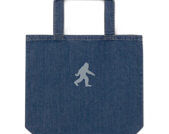 Organische denim draagtas: Sasquatch Bigfoot-ontwerp