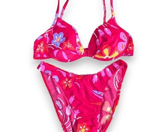 Vintage 1990's Deadstock Hibiscus Print Underwire Bikini Set