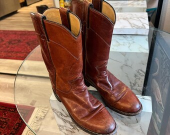 bottines de cowboy Justin en cuir vintage