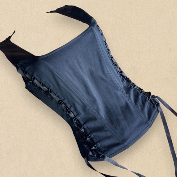 Vintage silk black corset - image 1