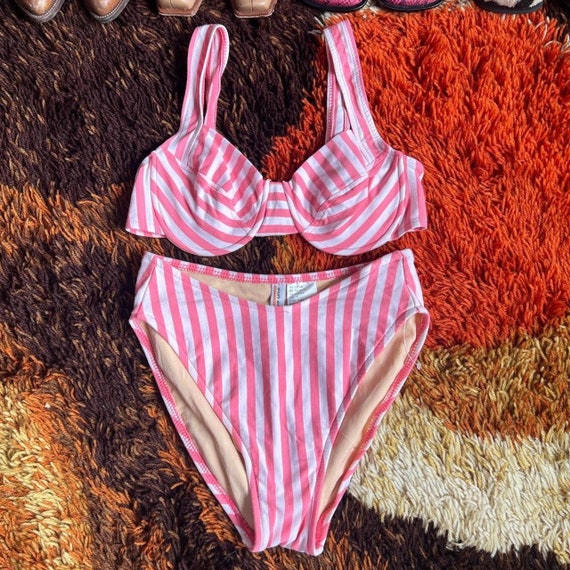 Vintage 1990’s deadstock pink striped bikini