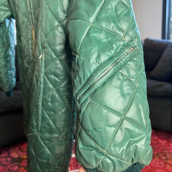 Vintage 1970s Miller Quilted Green Coat - image 3